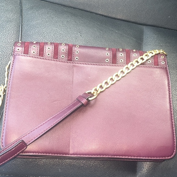 Michael Kors Burgundy Brooklyn Grommet Crossbody with Gold Accents - Picture 4 of 15